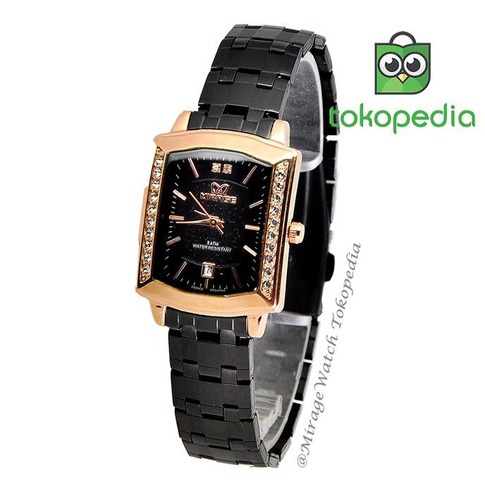 KUALITAS TERBAIK JAM TANGAN WANITA TERBARU MIRAGE 7442M HITAMROSEGOLD TERLARIS