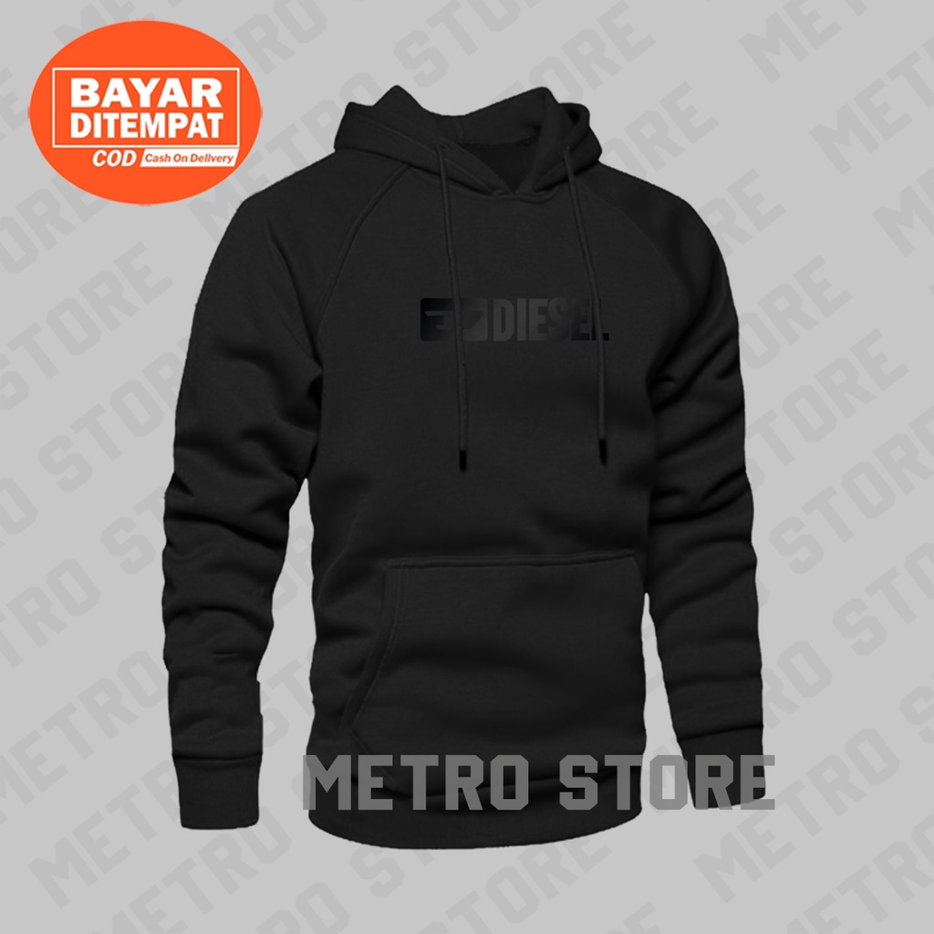 Hoodie Diesel Black Print Premium | Jaket Sweater Distro Pria Wanita Keren Terbaru