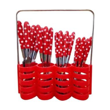 Sendok Polkadot Set 24 pcs - Stainless Anti Karat