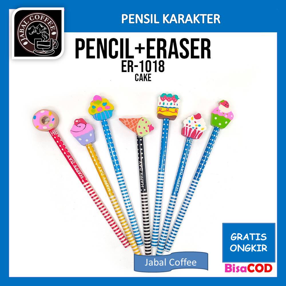 Pensil Unik Karakter / Pensil Karakter / Penghapus Pensil Lucu / Pensil Anak