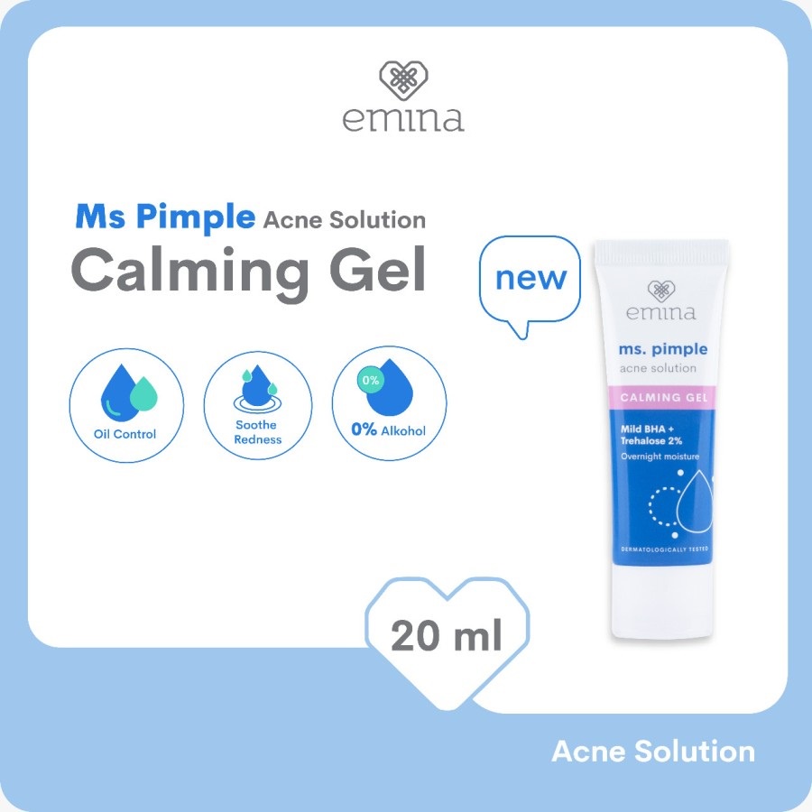 ★ BB ★ Emina Ms Pimple Acne Solution Calming Gel 20 ml - Emina Pelembab Wajah