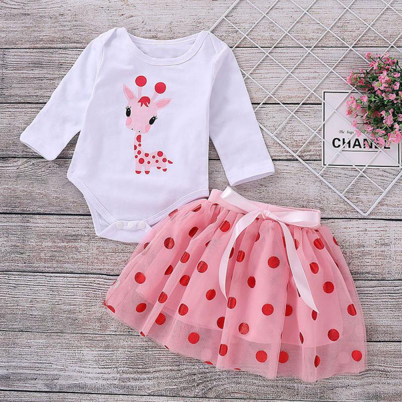 Set 2pcs Baju Atasan Lengan Panjang Motif Polkadot Dan Rok Tutu Dengan Hiasan Pita Shopee Indonesia