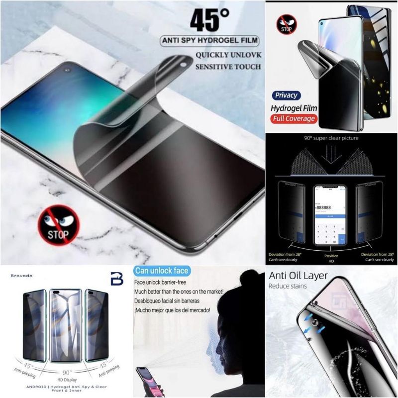 Hydrogel Matte Spy Privacy Samsung S20 / S20 FE / S20+ / S20 Ultra / S21 / S21 FE / S21+ / S21 Ultra / S22 / S22 FE / S22+ / S22 Ultra Tempered Glass Hydrogel Anti Spy Full Layar