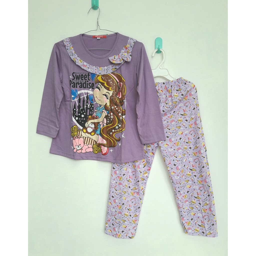 Baju anak perempuan EE318 Piyama Anak Baju Tidur Anak Perempuan Keren Abis