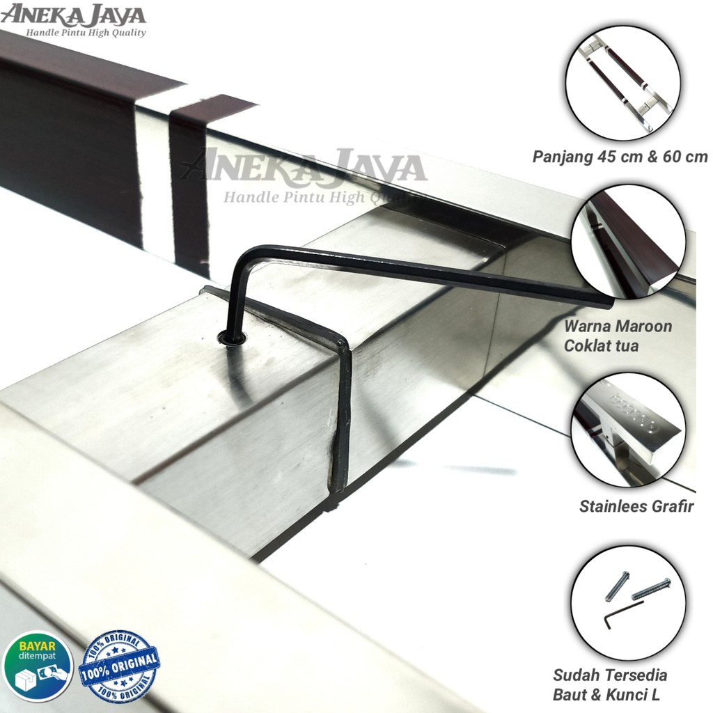 Handle Pintu rumah 45 cm &amp; 60 cm baut tembus / Tarikan Pintu rumah / Pegangan Pintu rumah minimalis