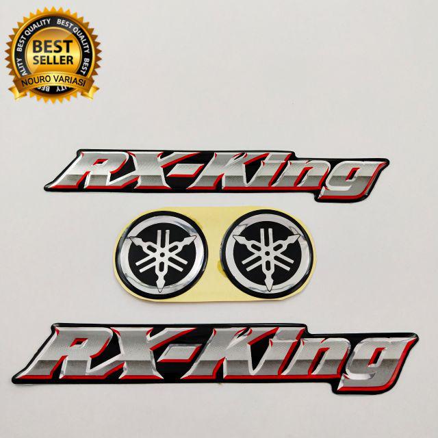 EMBLEM STIKER TIMBUL YAMAHA RX KING KUALITAS TERBAIK-SILVER list MERAH