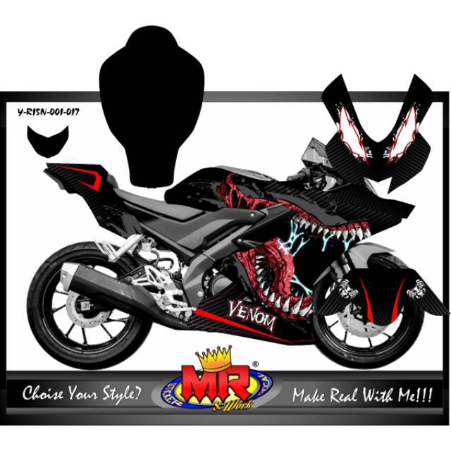 Decal Premium All New R15 vva v.3 venom hitam Stiker Sticker R 15 v3 full body terlaris 03 spec A