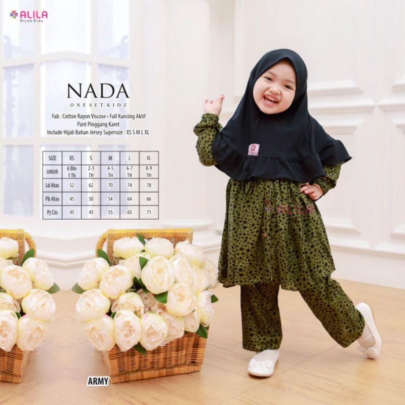 NADA ONE SET ORI BERLABEL ALILA KIDS ( INCLUDE HIJAB )