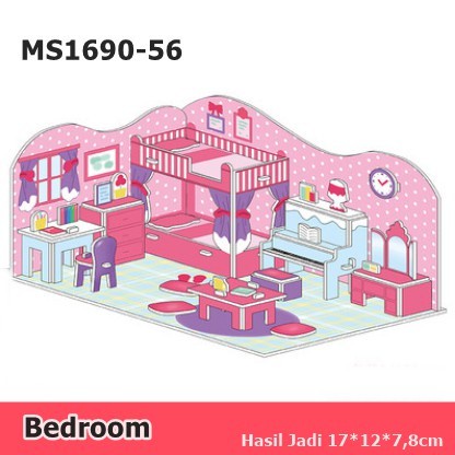 Mini Puzzle 3D | Bedroom | Puzzle Ruang Kamar Tidur  - 1690-56