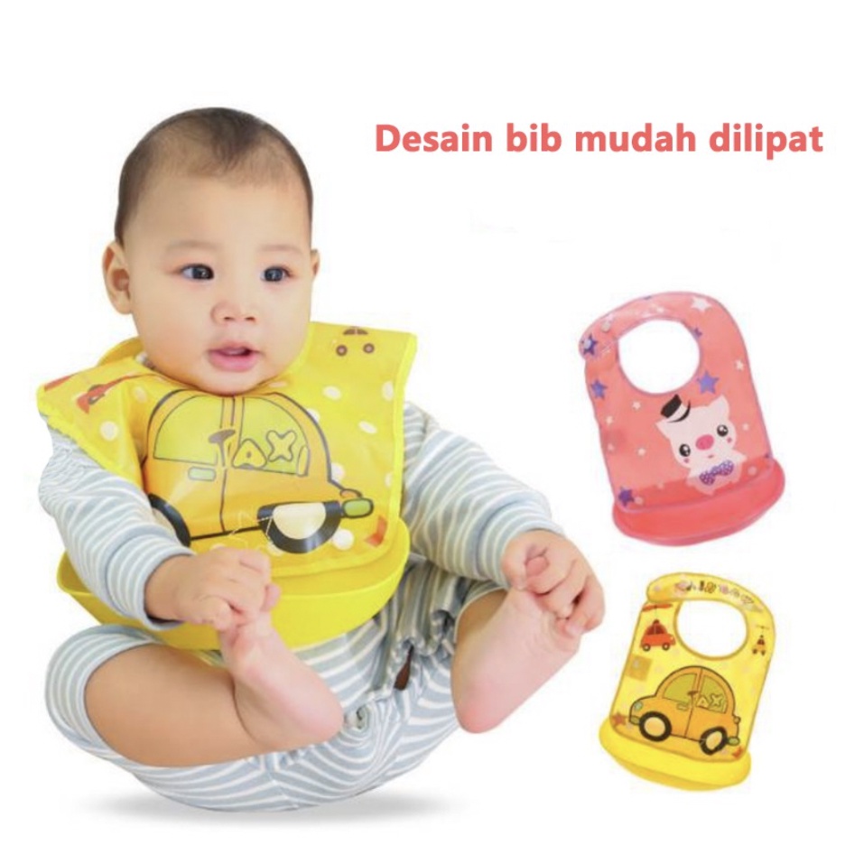 CELEMEK BAYI / BIB / SLABBER SILIKON PLASTIK / CELEMEK MAKAN BAYI ANTI AIR / SLABBER SILIKON BAYI