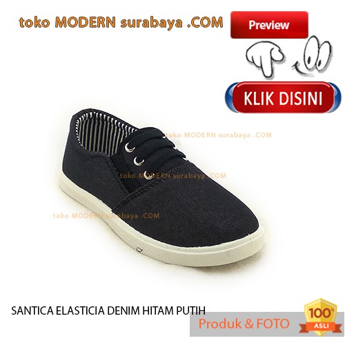 SANTICA ELASTICIA DENIM HITAM PUTIH Sepatu Anak Casual Sneakers