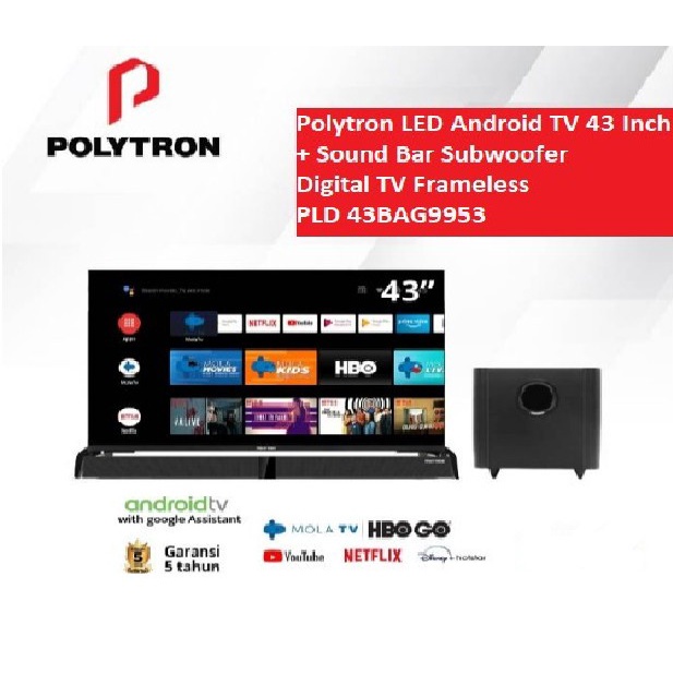 LED POLYTRON 43BAG5959 43 INCH ANDROID TV PLD 43BAG5959 google tv 43bag9953