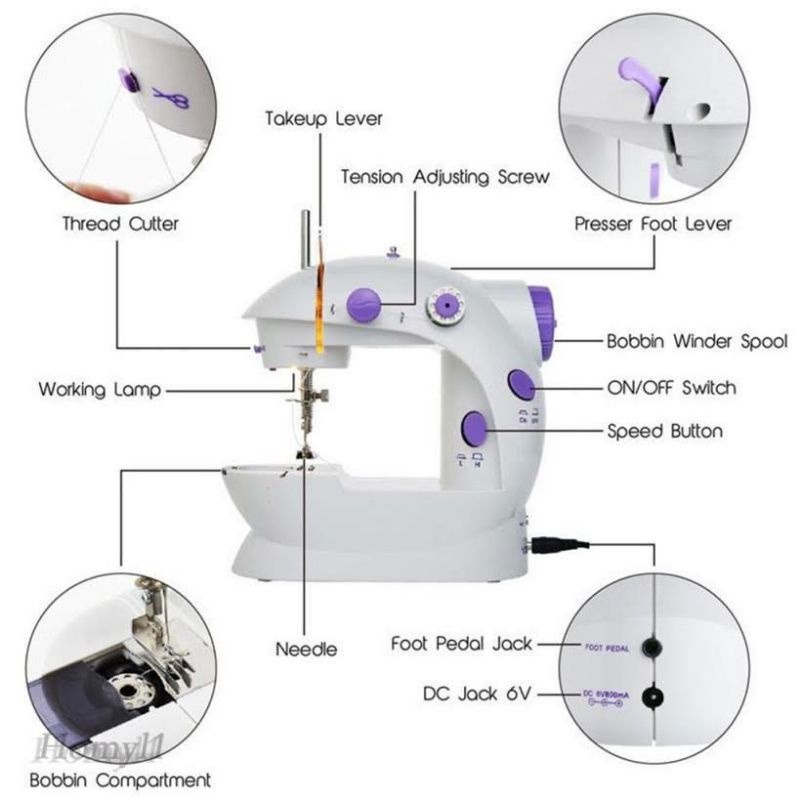 Mesin Jahit Portable Mini SM 202A + Meja(New versi Ada Lampunya saat jahit)