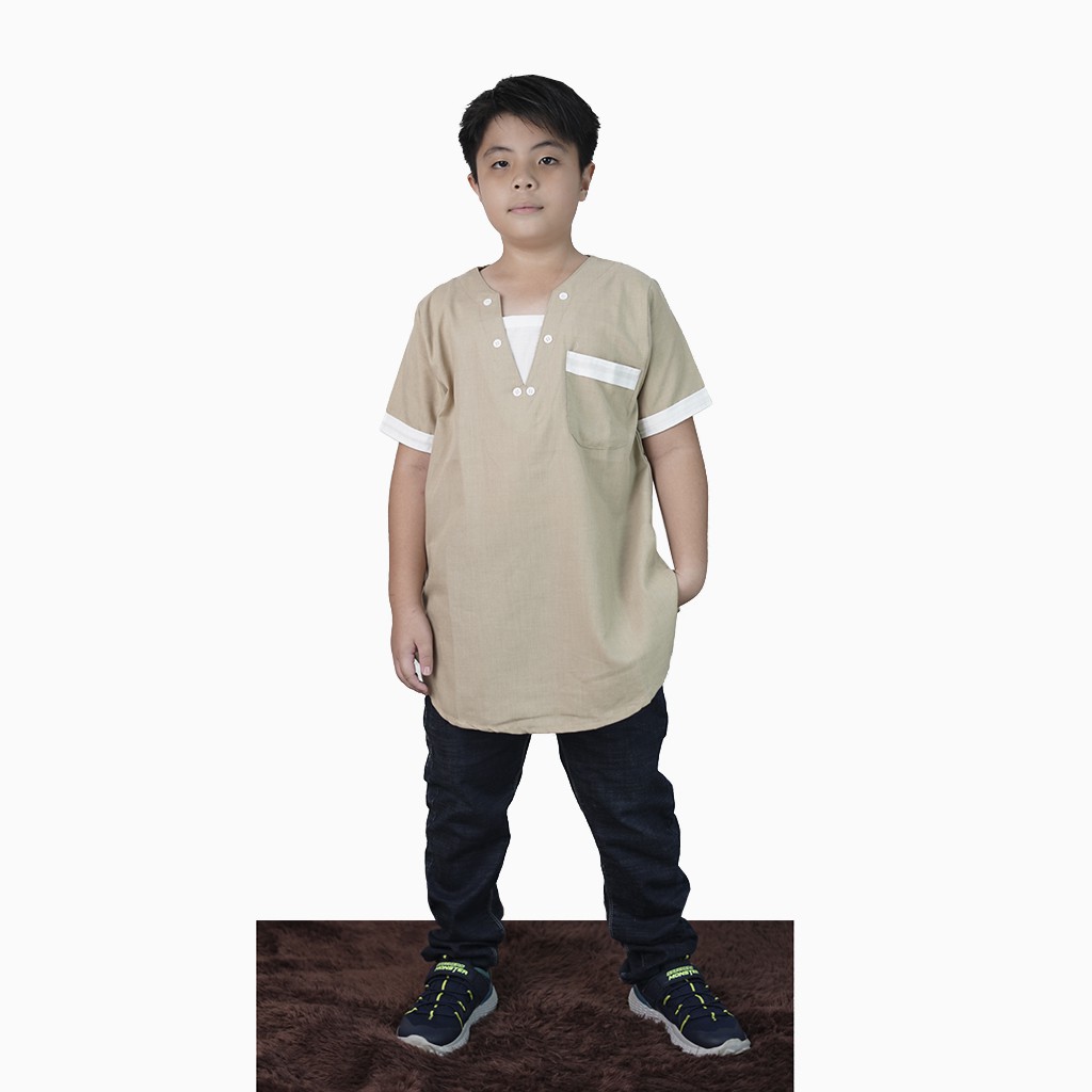 Baju Koko kurta Lengan pendek anak remaja Muslim - XSHOP Ghofur