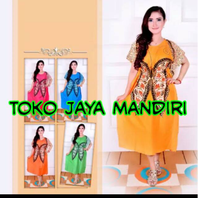 Daster Jumbo Size XXL Bahan Rayon Santung Motif Kupu Kupu  