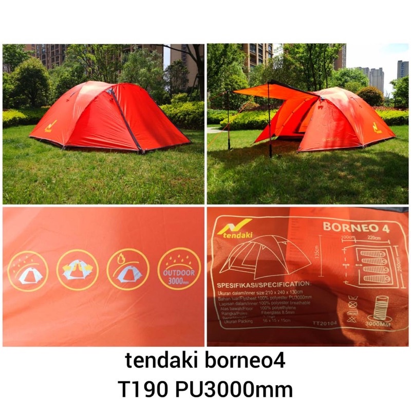 TENDAKI •Grosir Tenda Camping Dome Termurah •Java 4 Light •Arundaya 4+ air •Java 4 pro •Borneo 4 •Borneo 3 •NSM 4 •Double Layer PU3000mm PU4000mm •Kapasitas 4-5 Orang