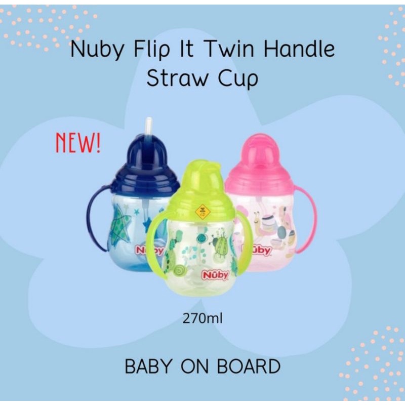 Nuby Flip It Twin Handle Straw Cup 270 ml/Botol Minum Anak Bayi