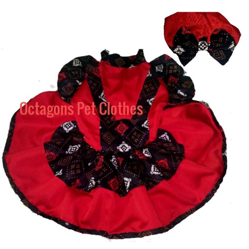 Baju Muslim Dress Turban Merah Batik Lebaran Kucing Anjing Monyet Musang Kelinci Lucu Murah Unik