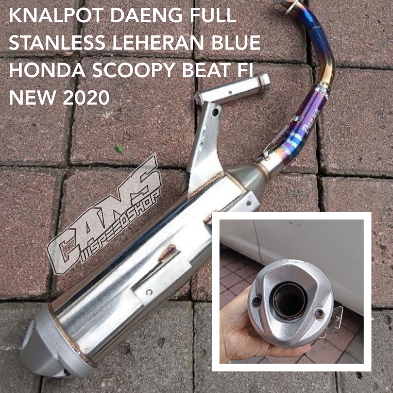 KNALPOT DAENG FULL STANLESS STAINLIS STENLIS LEHERAN BLUE 2TONE HONDA SCOOPY BEAT FI NEW 2020