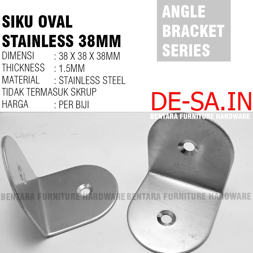 38MM SIKU STAINLESS UNTUK PARTISI TOILET - Steel Braket Siku 38 x 38 x 38MM Steel