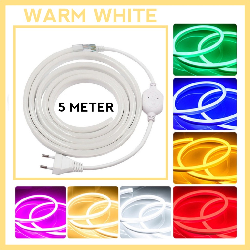 Lampu Selang LED Neon Flex 5 Meter AC 220V + Socket