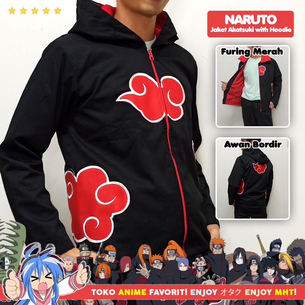 Jaket Hoodie Anime Naruto Akatsuki Itachi Pein Deidara Tobi Sasori Konan Hidan Zetsu Kisame