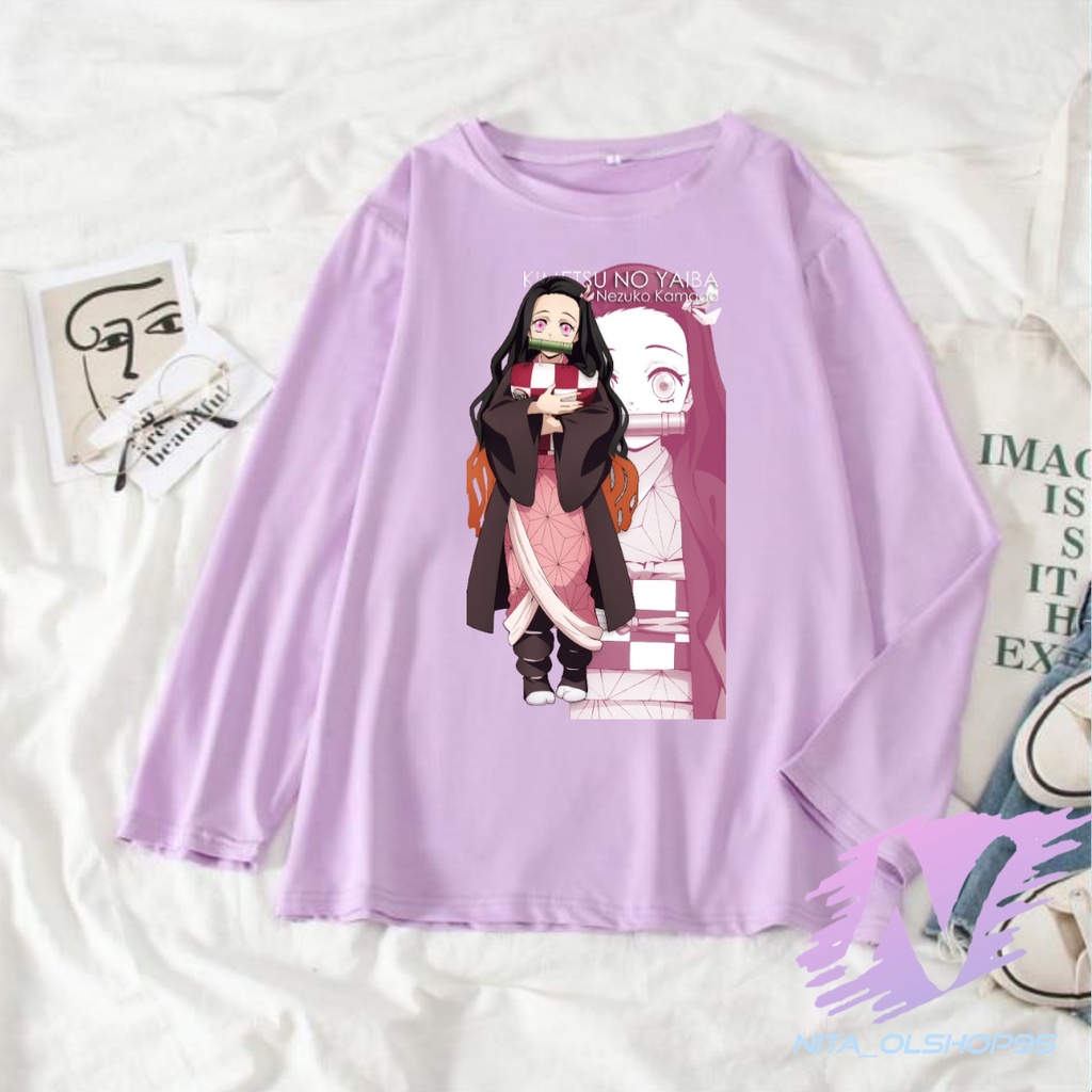 baju nezuko terbaru kaos anak lengan panjang anime kimetsu yaiba nezuko