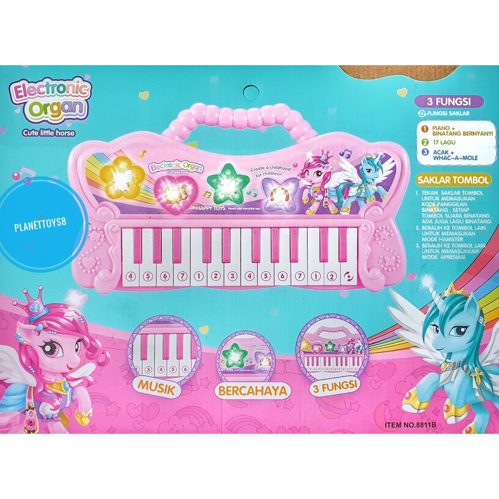 Mainan Piano Anak Electronic Organ Animal Cute Little Horse No.8811B