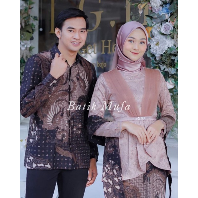 SET COUPLE AVEENA DUSTY PINK / BROWN / MAUVE KEBAYA WISUDA TERBARU KEBAYA LAMARAN KEBAYA TUNANGAN 2022 BATIK COUPLE