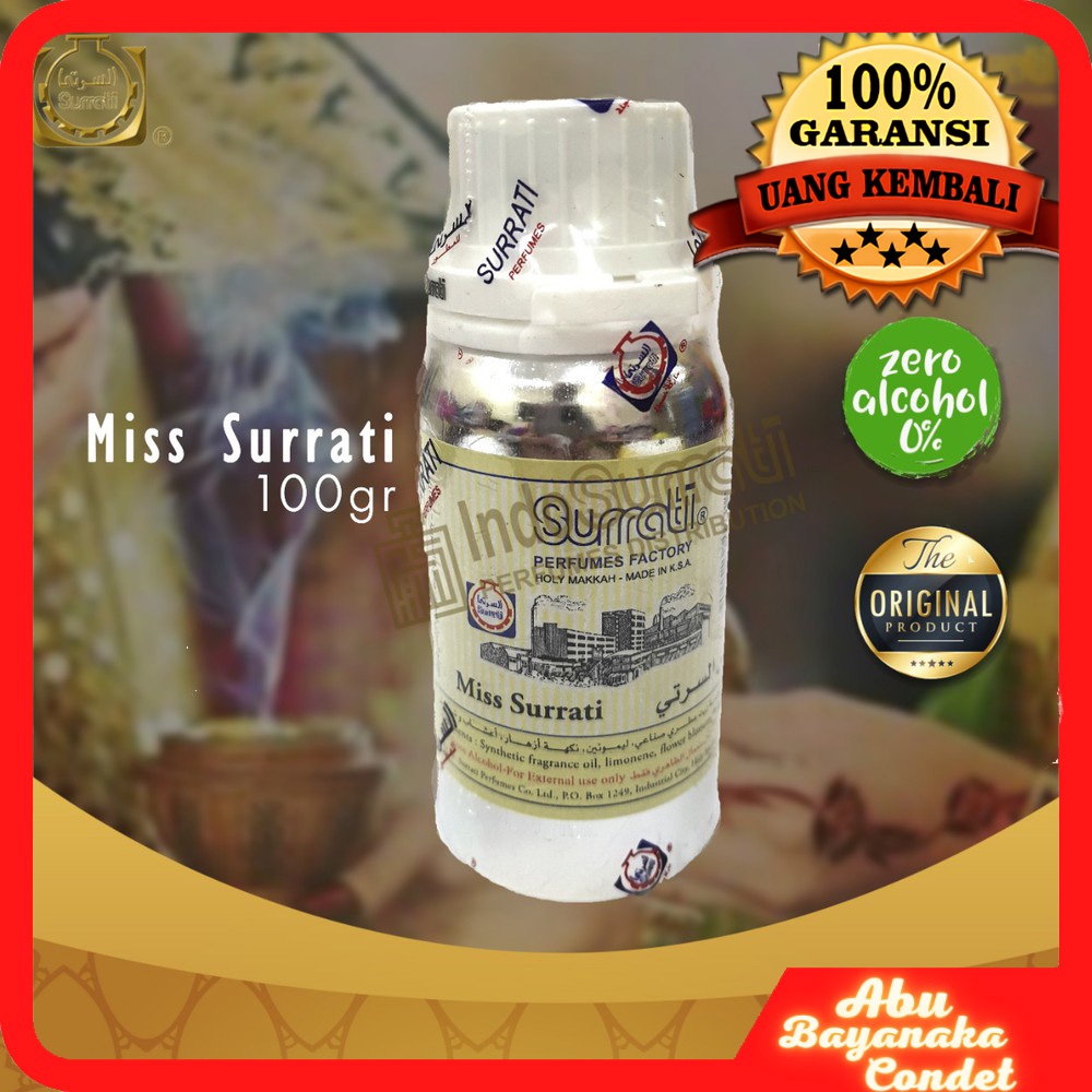 Parfum SURRATI MISS SURRATI 100gr | Parfum Surrati | Bibit Minyak Wangi non ALKOHOL 100%
