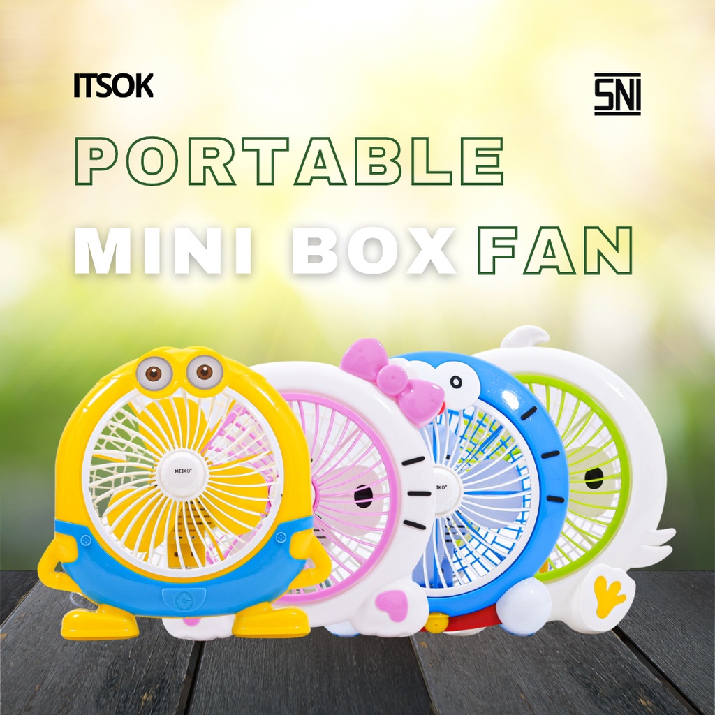 ITSOK Kipas Angin Karakter Kecil 8 in/Portable Mini Box Fan Character 8 inch KipasAngin Termurah SNI