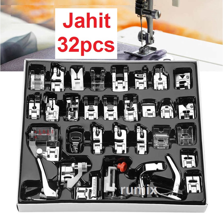 Sepatu Jahit 32pcs Mesin Jahit Kit Lengkap Set Menjahit 32 pcs Sewing Presser Tapak Foot Satu Set Portable