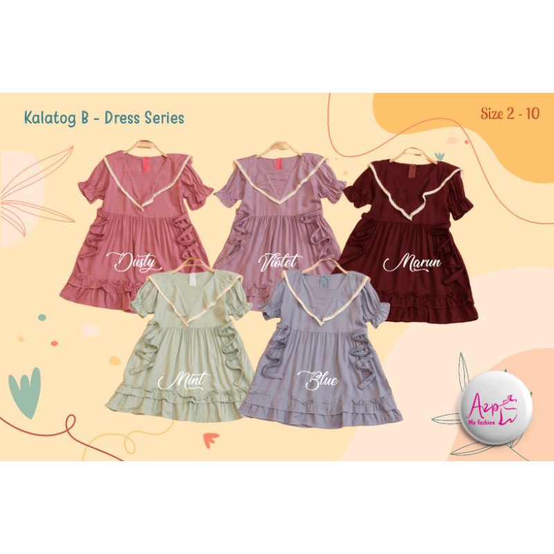 Dress Anak Perempuan 2-10Th / Dress Anak Kids Azp / Dress Anak Polos / Dress Anak Harian