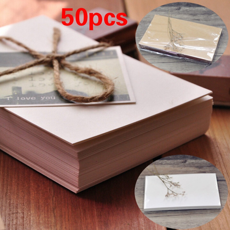 50pcs Diy Blank Greeting Cards Gift Postcard Holiday Party School Office Stationery Supplies