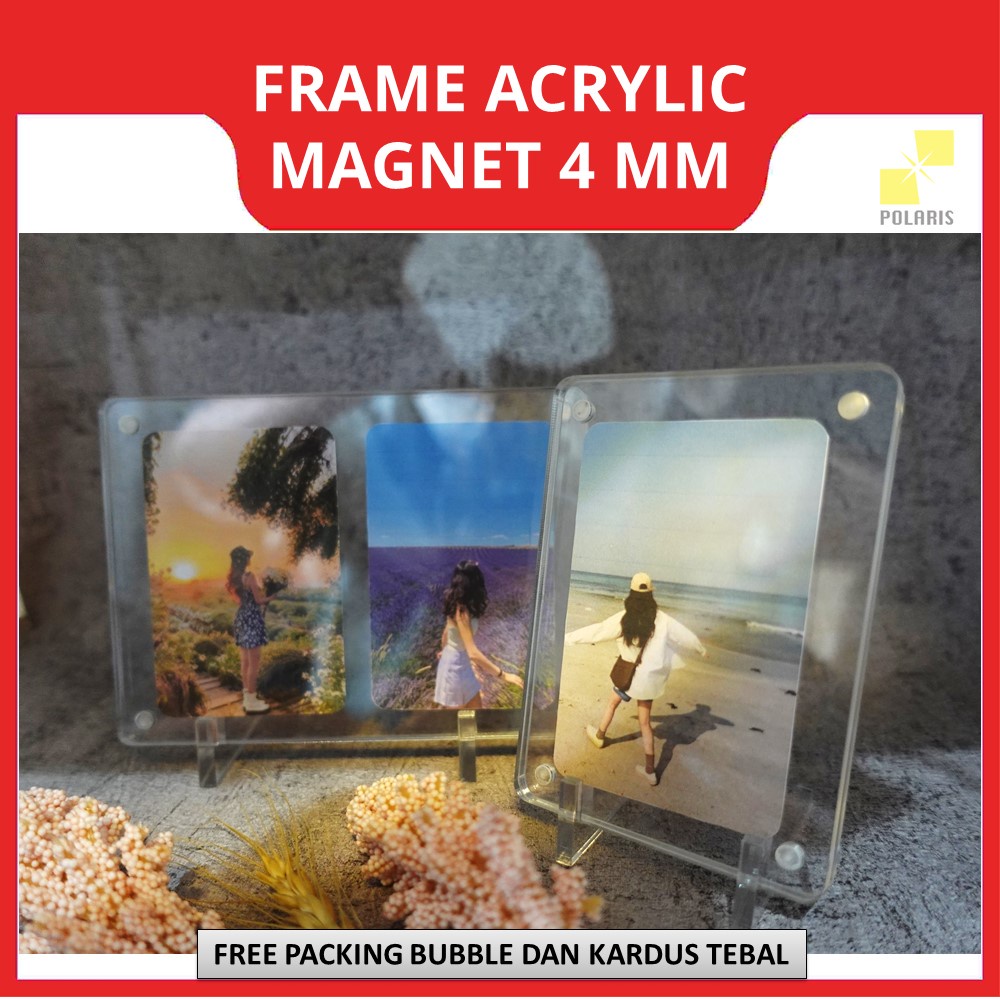 FRAME AKRILIK STAND TABLE TEBAL 4 MM-ACRYLIC FRAME MAGNET PC/PHOTOCARD IDOL KPOP-BINGKAI FOTO AKRILIK BENING PAJANGAN MEJA