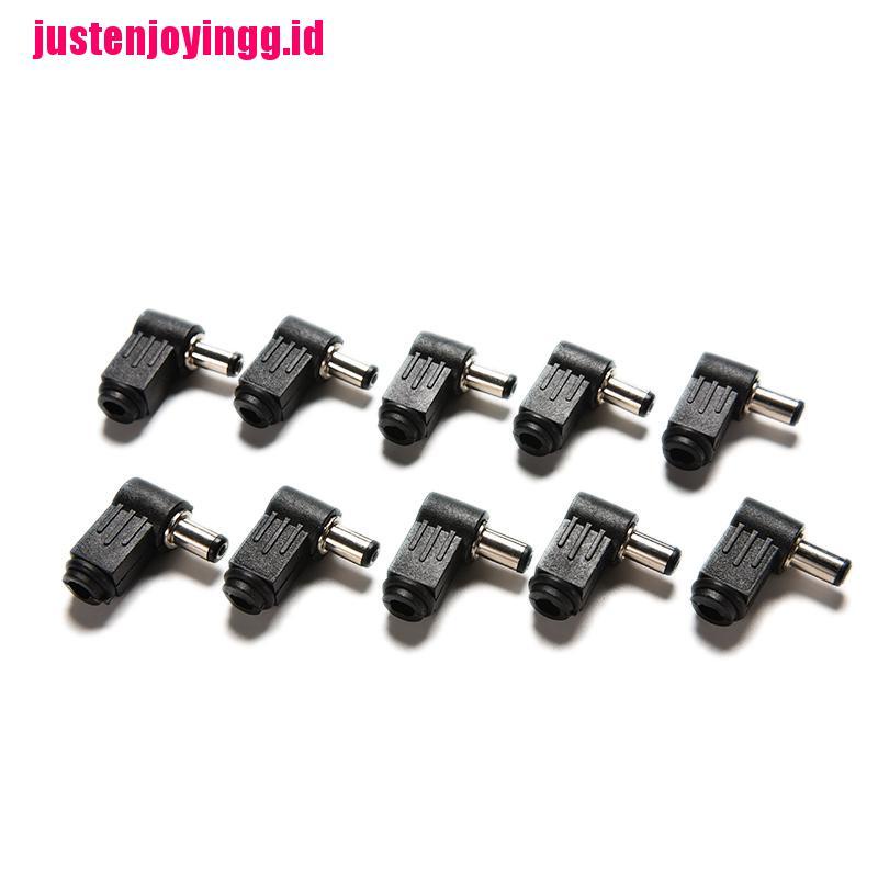 【justenjoyingg.id】10pcs Right Angle 2.1x5.5mm 2.1mm DC Power Male Plug Soldering Connector Black