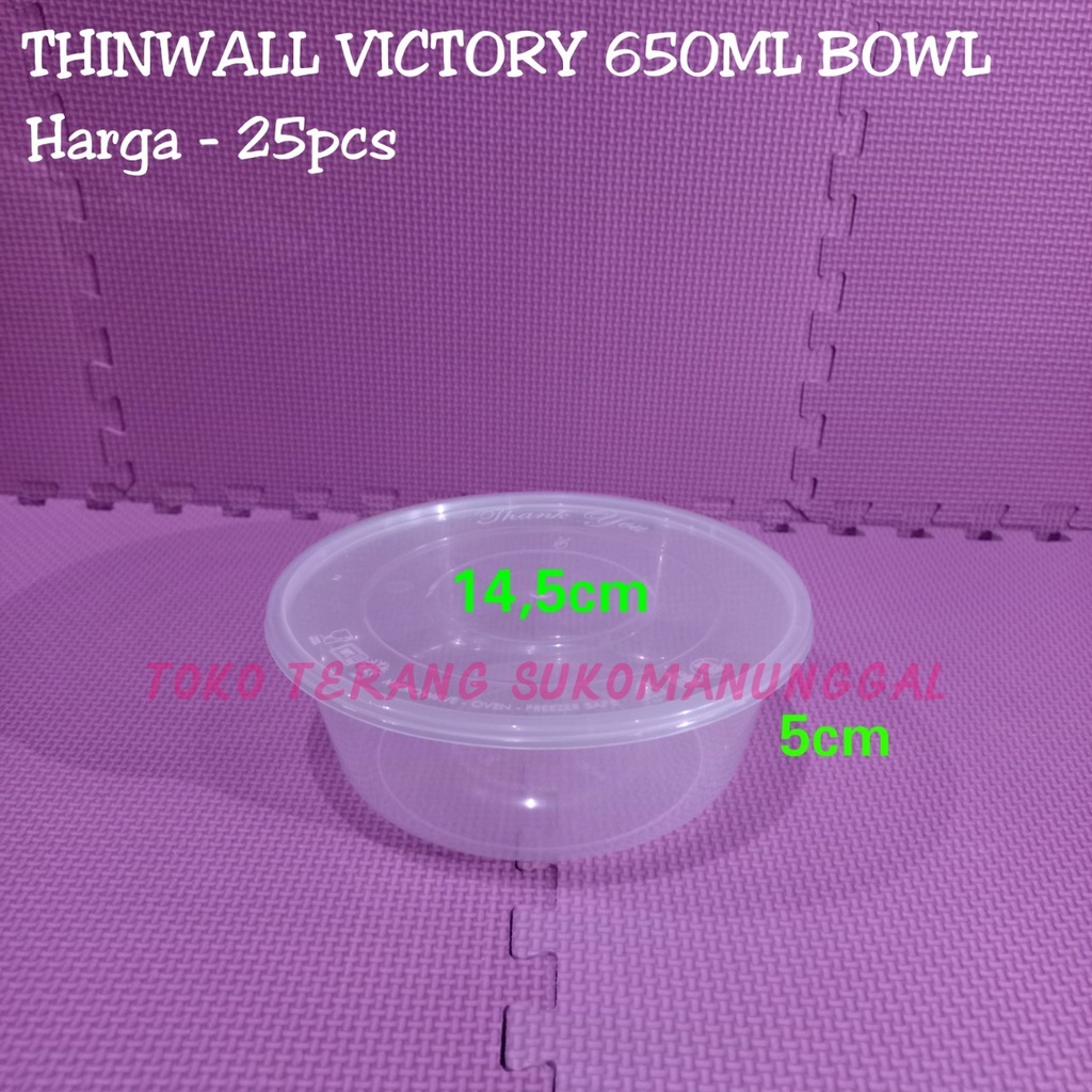 Thinwall food container 650ml bulat bowl  victory/ Kotak Makan Bening / Mangkok plastik / Mangkok ba