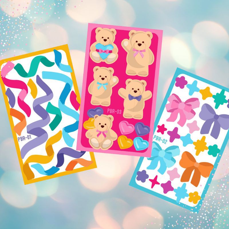 

[Sticker Party] Stiker Polco Deco Polaroid Confetti Pita Swirl Beruang Bear Dekorasi Polaroid Kpop