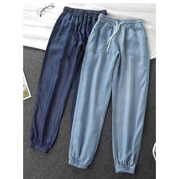 Celana Jogger Model Jeans Karet Wanita Fashion Bawahan Import SaleR28C