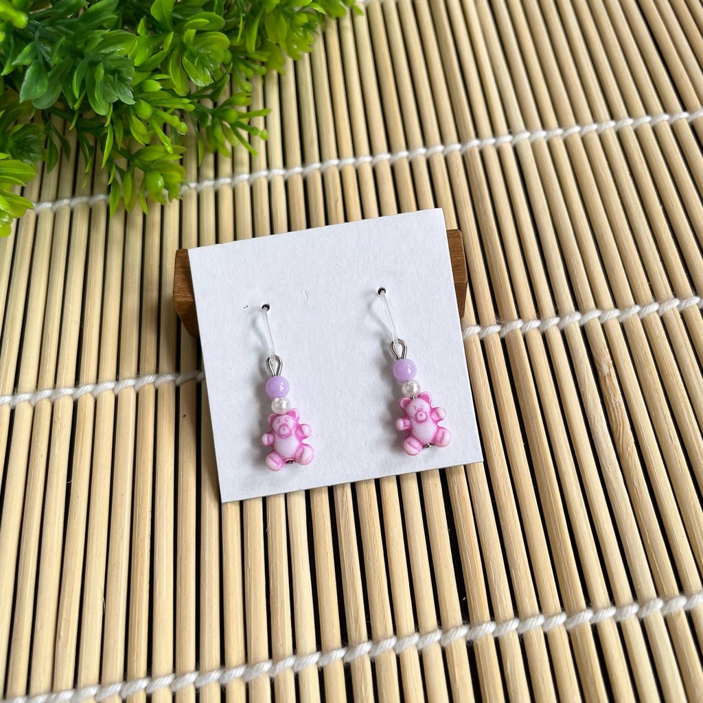 HANDMADE ANTING ANAK/DEWASA KAITAN PLASTIK MOTIF BEAR MINI