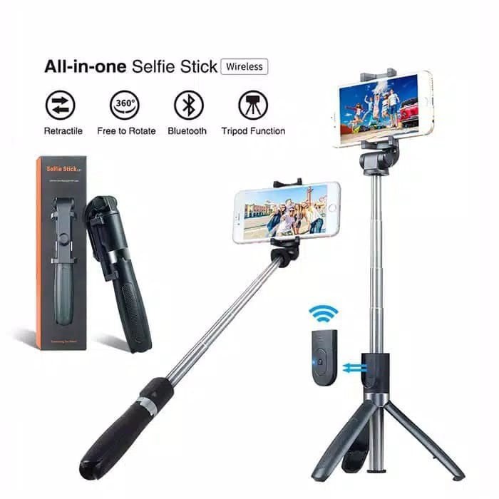 Tongsis Selfie Stick L01 3in1 Tripod &amp; Bluetooh Shutter Original