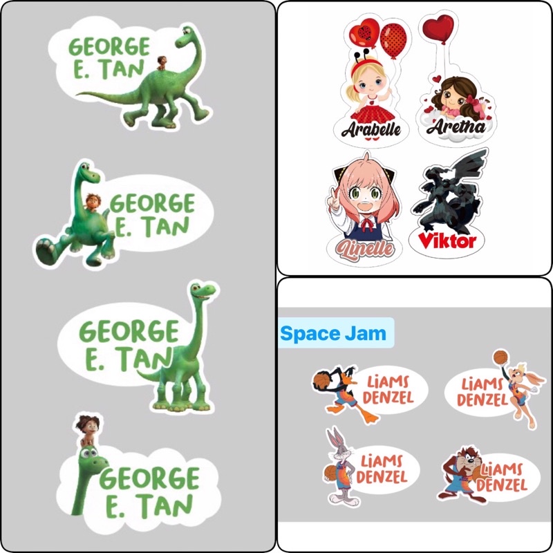 

Stiker nama anak lucu tahan air little pony, princess, LOL ,marvel, robot autobot, animal, tom and jerry, baby shark
