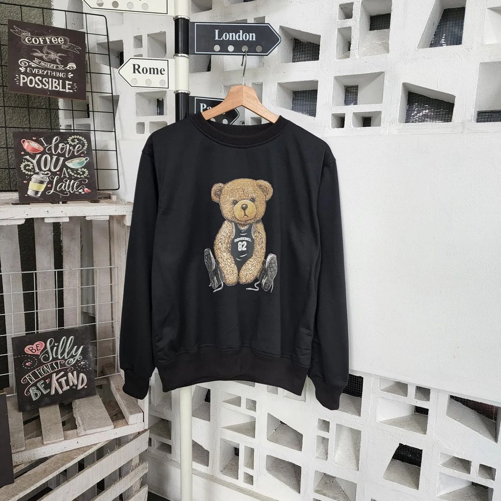 Umar Denim HoodieTedy Bearr 82 Sweater Hoodie Motif Kartun Bear