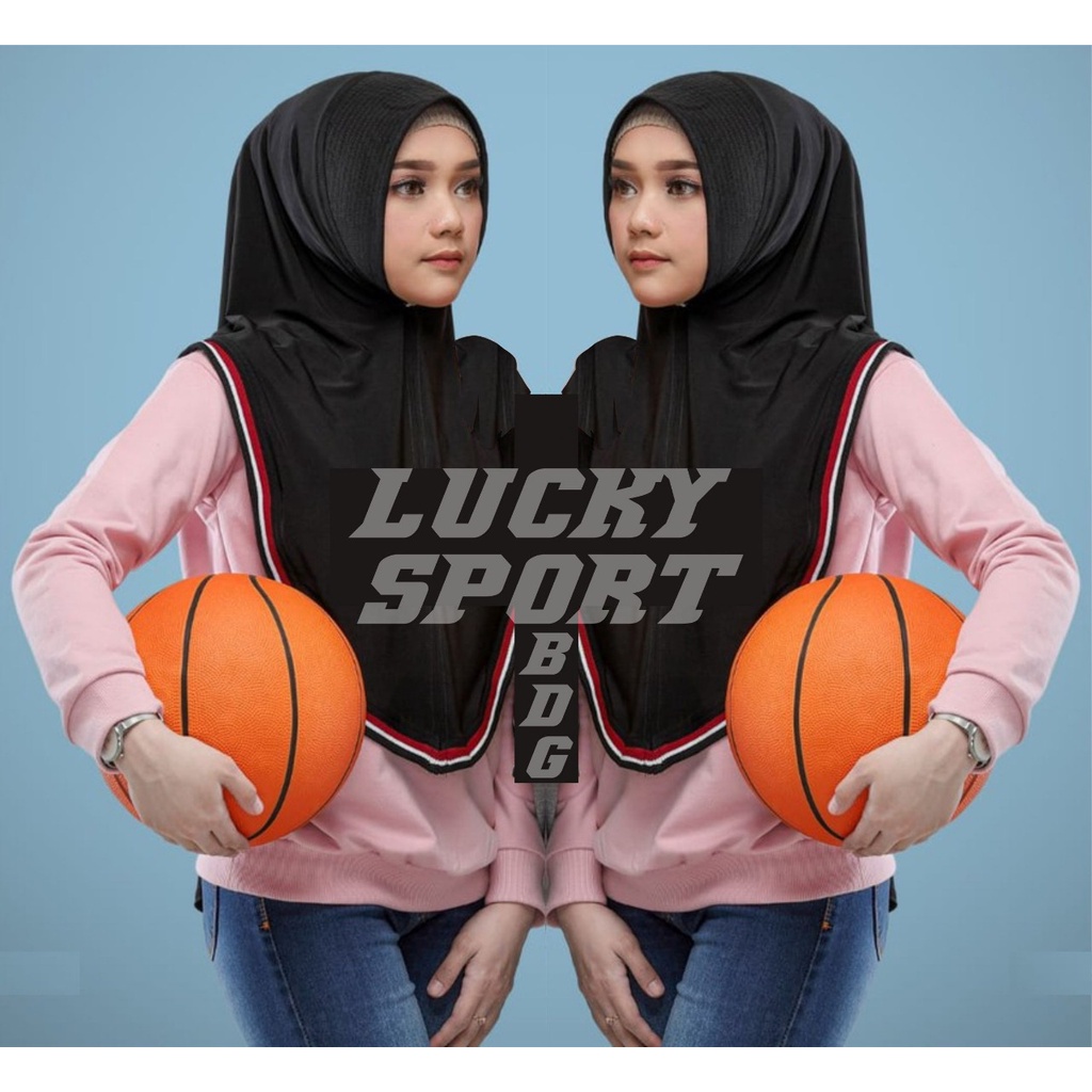 hijab jilbab sport olahraga n1ke kerudung muslim Putih Dan Hitam volly fitness zumba gym