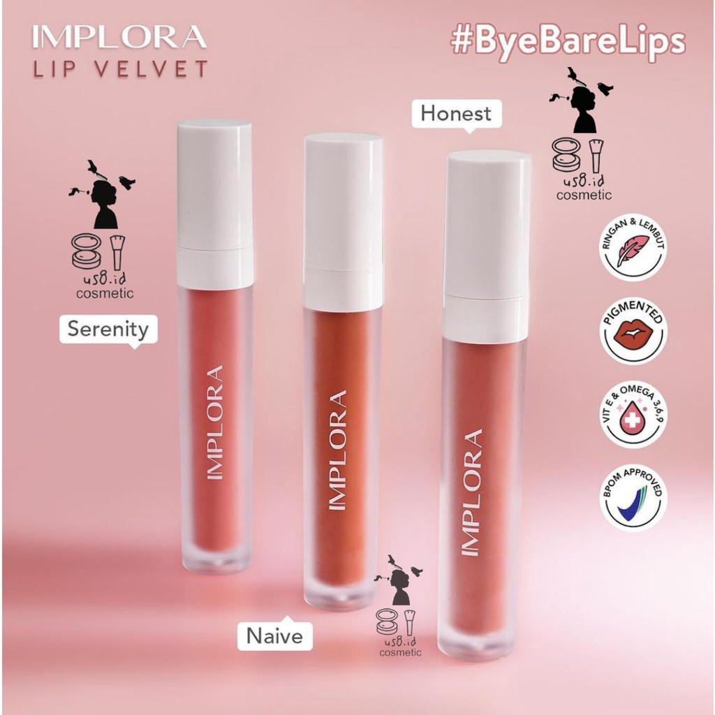 IMPLORA Lip Velvet 4,6 gram | Lip Cream | Lipstik | Lipvelvet | BPOM HALAL kosmetik bibir