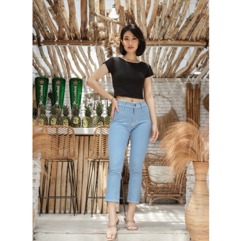 HOPYLOVY - Celana Jeans Highwaist Wanita Mote Pita Keisha