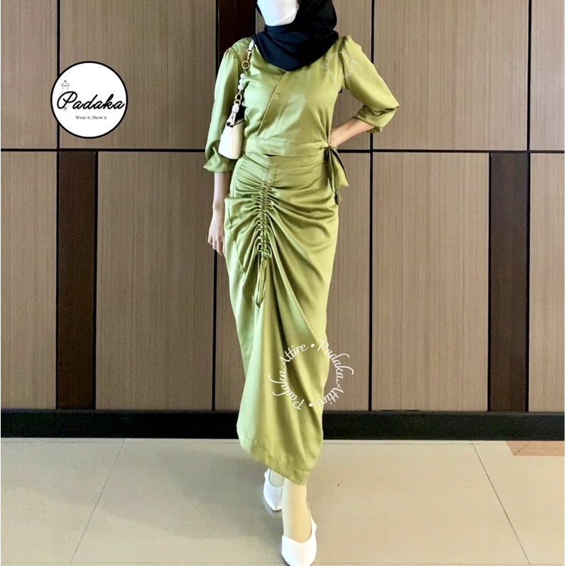 Padaka Attire - SET DRESS ARABELLA - SILK DRESS SERUT SATIN KONDANGAN - setelan gamis etalase baru