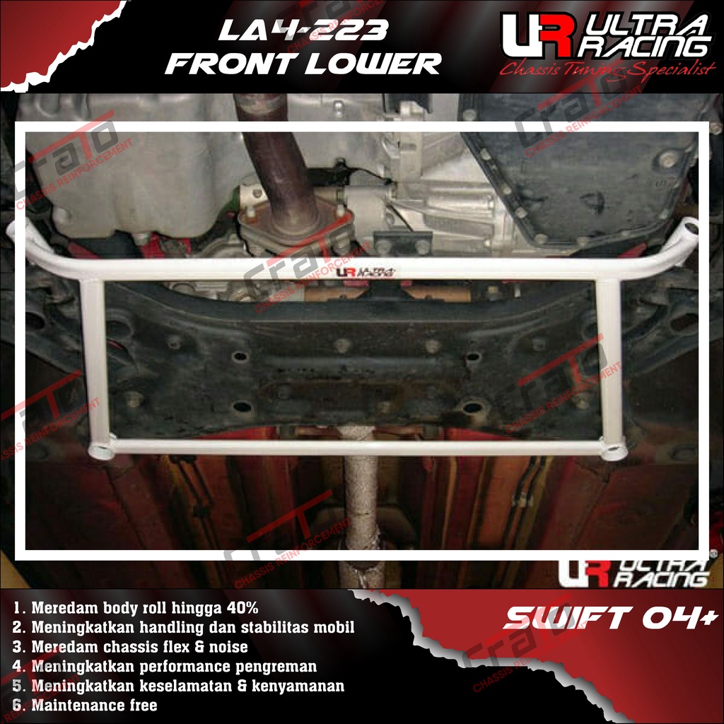 Aksesoris Stabiliser ULTRA RACING Safety Bar - Front Lower Bar 4 Points - Suzuki Swift 04+ - LA4-223