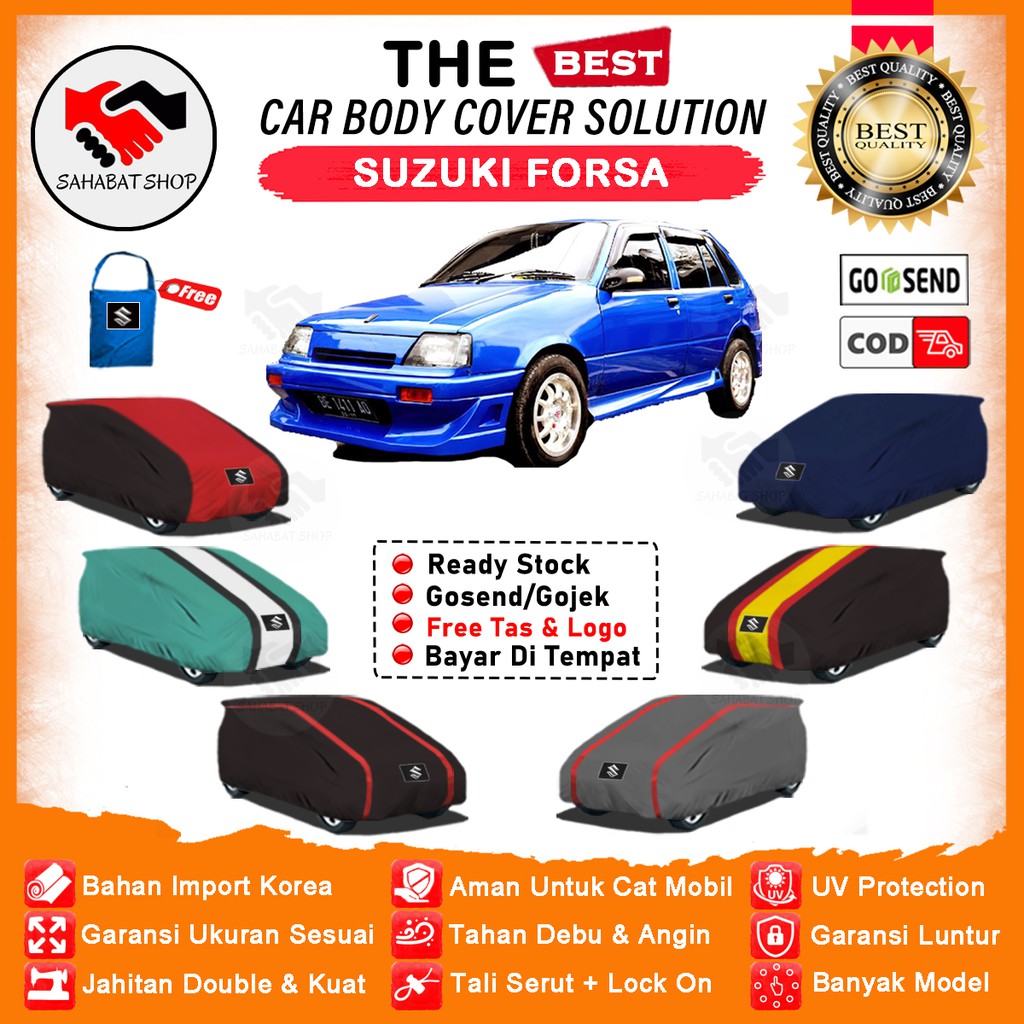 Sahabat Body Cover Mobil Forsa / Sarung Penutup Suzuki Forsa Outdoor / Tutup Mantel Selimut Mantol Jas Pelidung Kerudung Kerodong Kelambu Terpal Mobil Sedan Forsa Anti Air Waterproof Model Orange