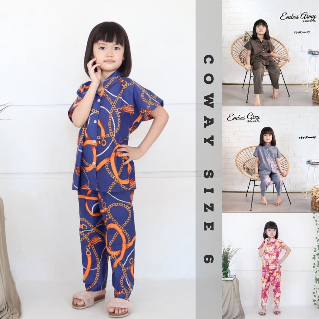 IZANY Piyama Anak Set Coway / One Set Anak size 4 - 10